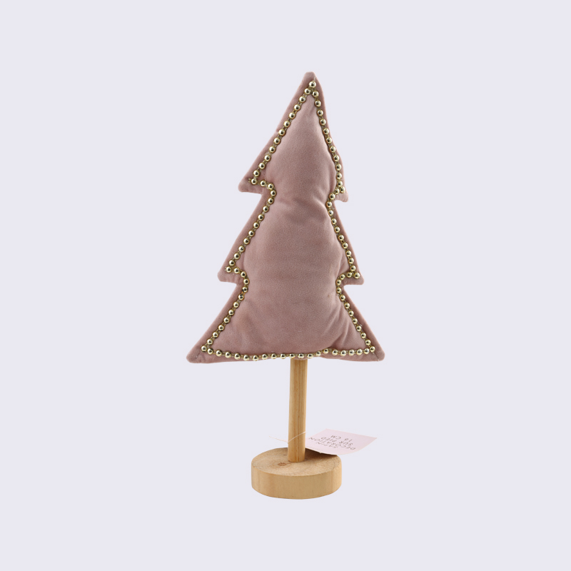 粉红色圣诞法兰绒填充棉树装饰品