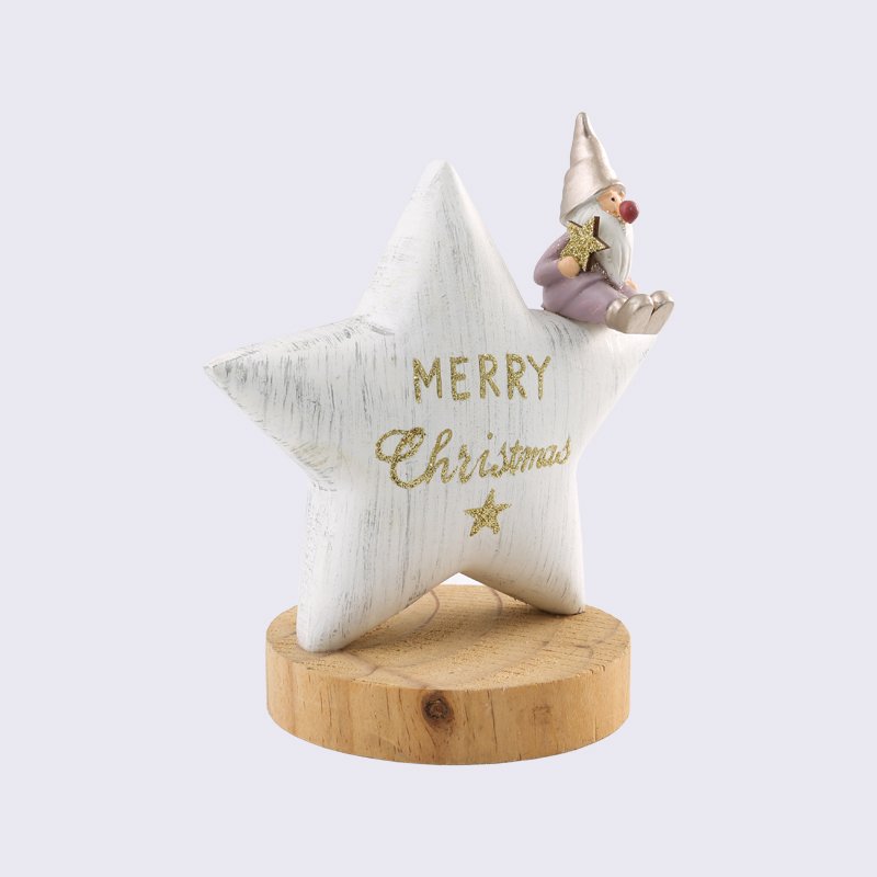 创意层压彩绘圣诞老人和星星木制装饰品