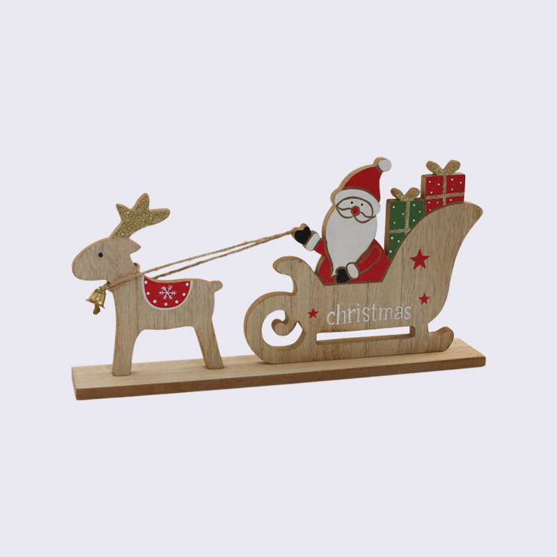 可爱的圣诞礼物麋鹿雪橇木制装饰品